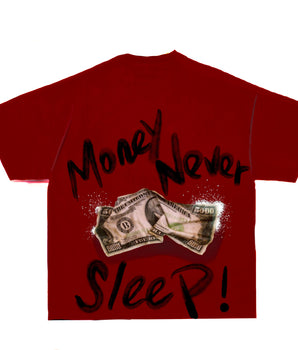 Money Never Sleep Tee-Red