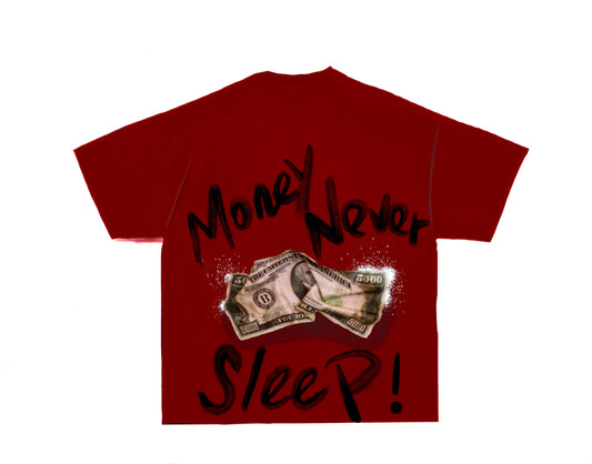 Money Never Sleep Tee-Red